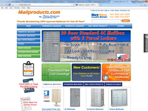 screen capture of mailproducts website