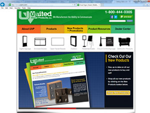 screen capture of uvp website